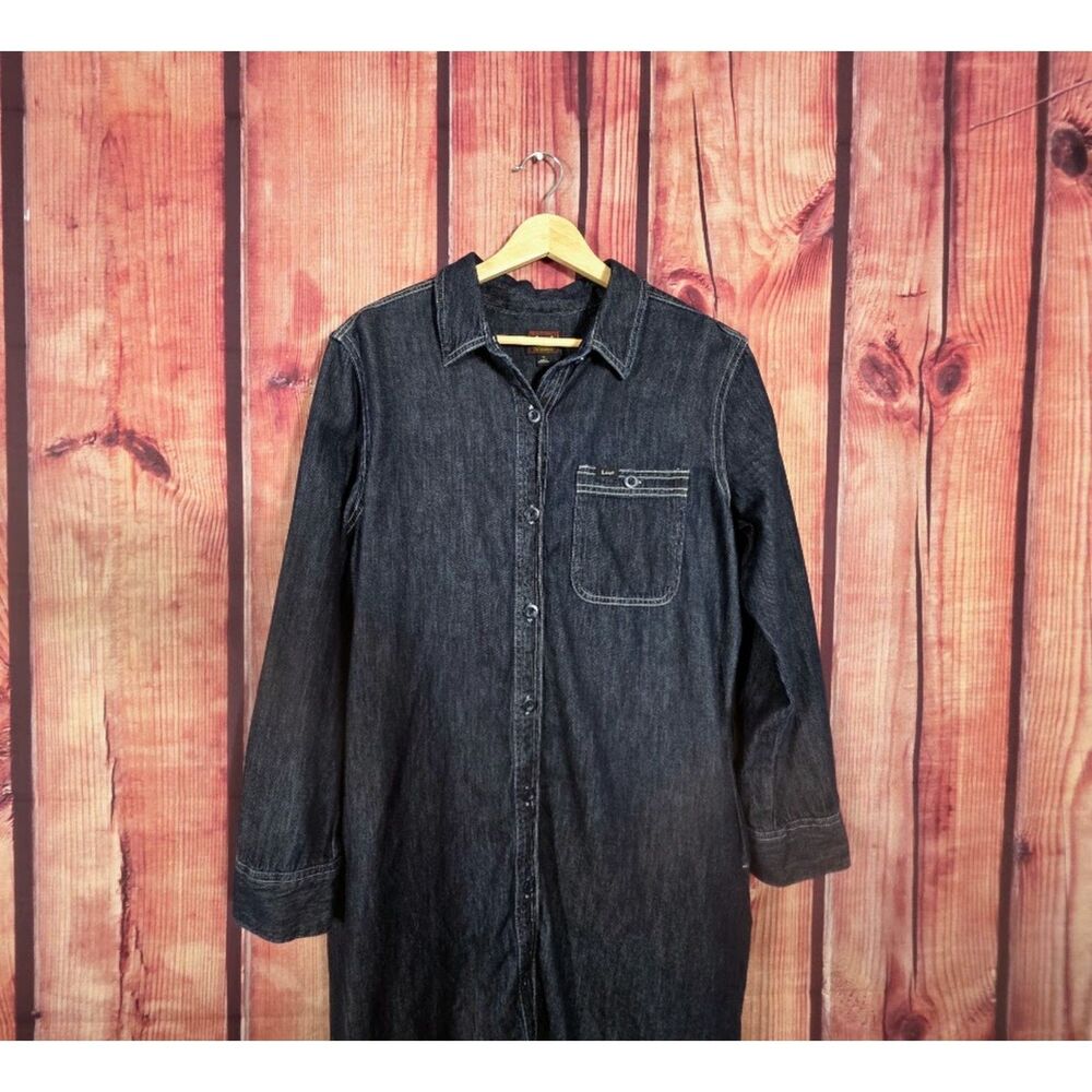 Lee Dark Blue Denim Shirt Dress M - Picture 2 of 8